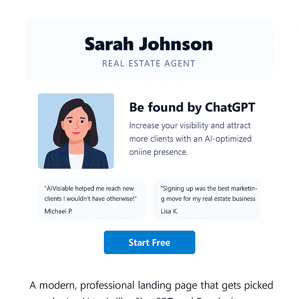 AI-optimized landing page preview for real estate agents